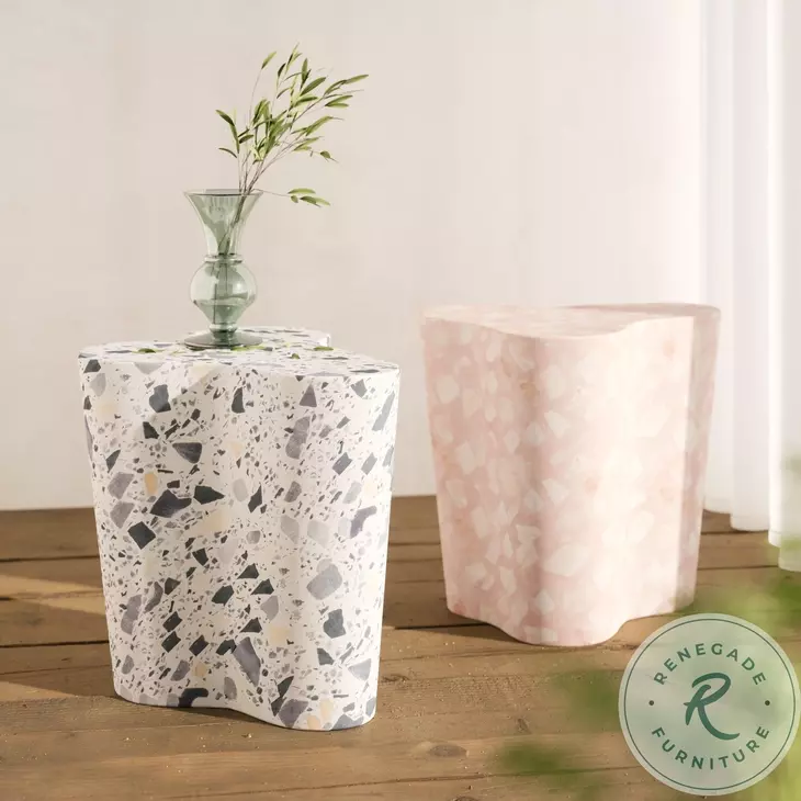 Slab Terrazzo Black and White Side Table
