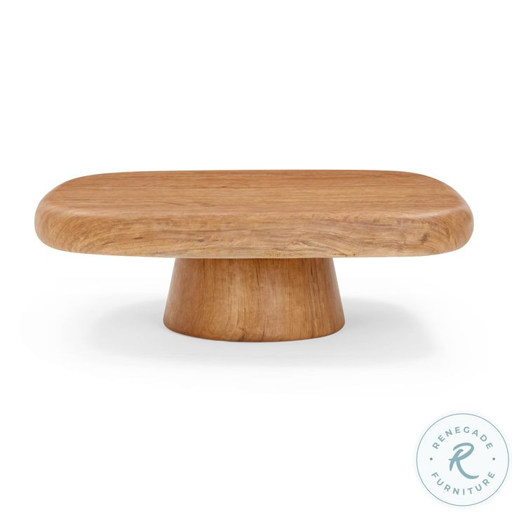 Darial Natural Wood Grain Pattern Outdoor Rectangular Coffee Table