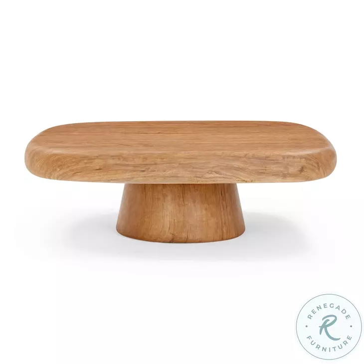Darial Natural Wood Grain Pattern Outdoor Rectangular Coffee Table