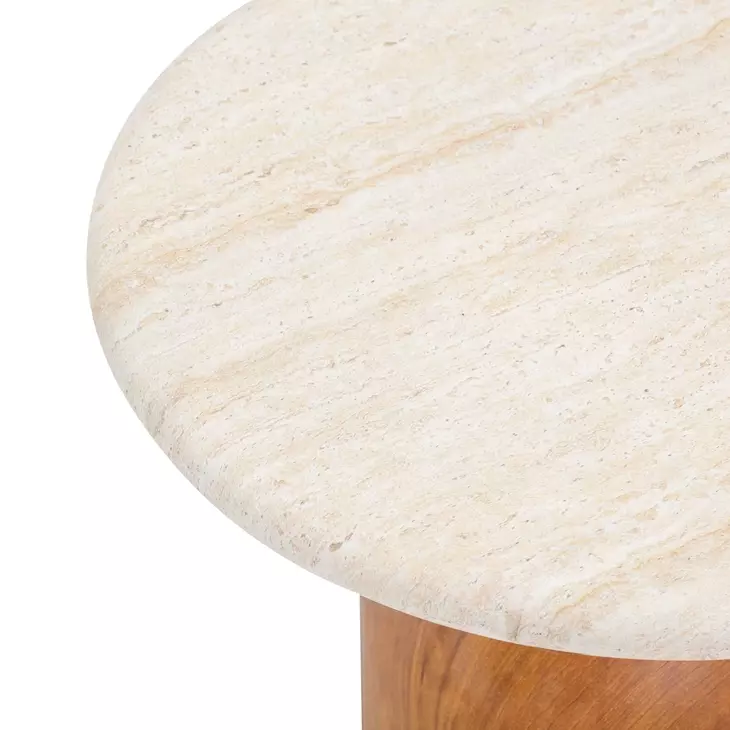 Cynthia Brown and Travertine Round Concrete Stone Top Outdoor Occassional Table Set