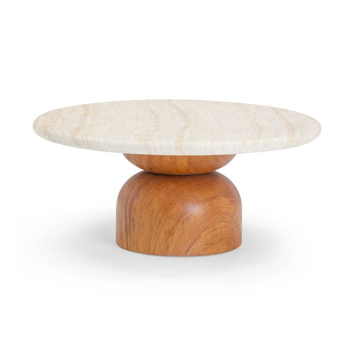 Cynthia Brown and Travertine Round Concrete Stone Top Outdoor Occassional Table Set