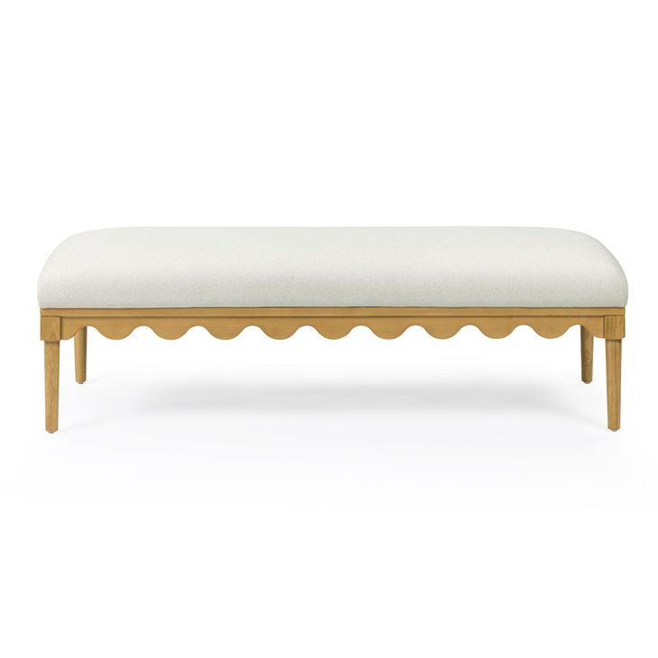 Oodle Cream Performance Fabric Upholstered Bed Bench