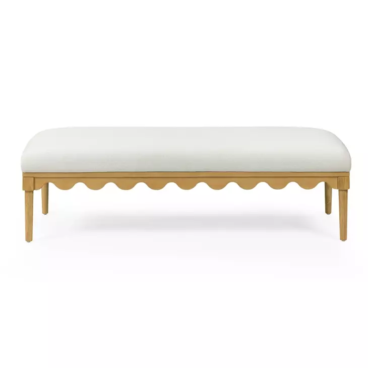 Oodle Cream Performance Fabric Upholstered Bed Bench