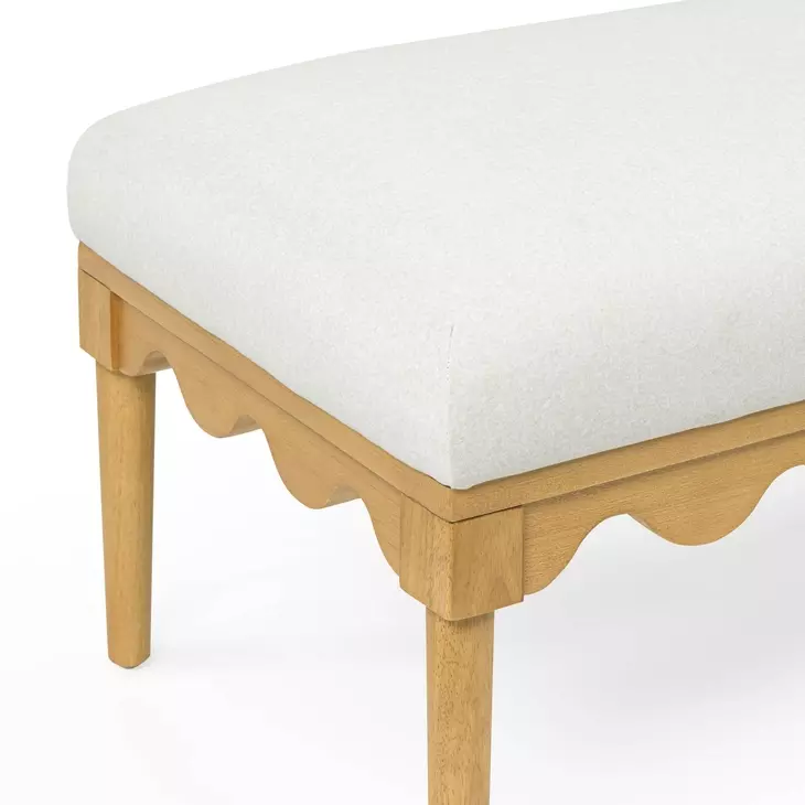 Oodle Cream Performance Fabric Upholstered Bed Bench