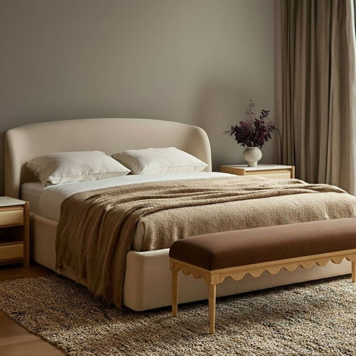 Oodle Bronze Performance Fabric Upholstered Bed Bench