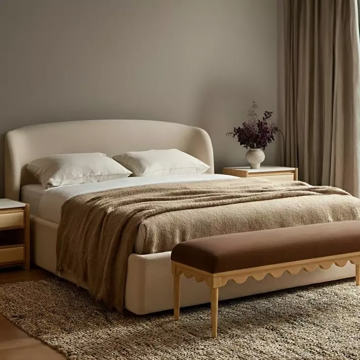 Oodle Bronze Performance Fabric Upholstered Bed Bench