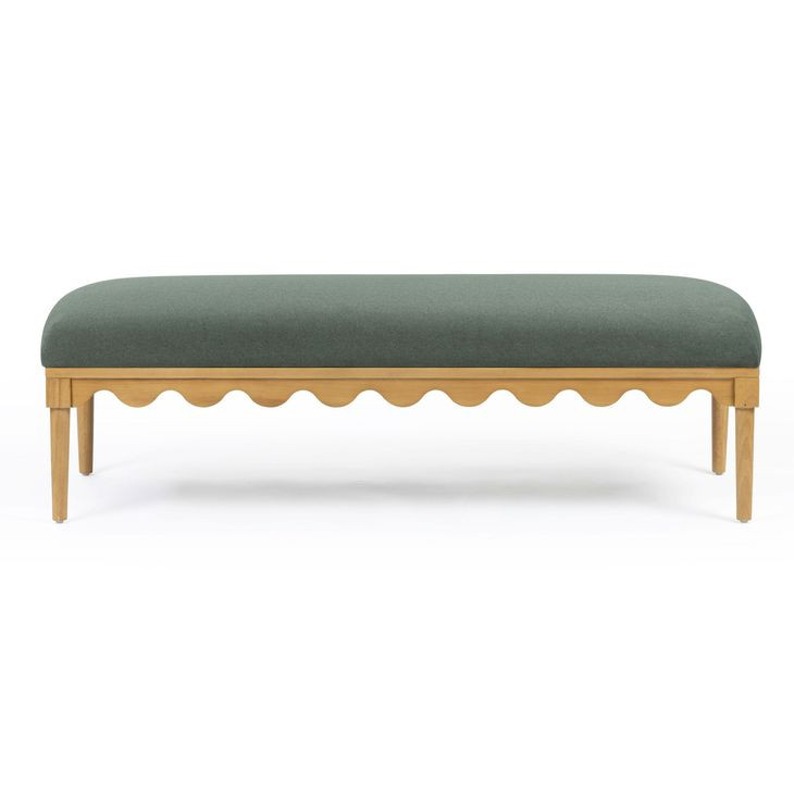 Oodle Green Performance Fabric Upholstered Bed Bench