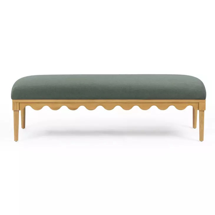Oodle Green Performance Fabric Upholstered Bed Bench