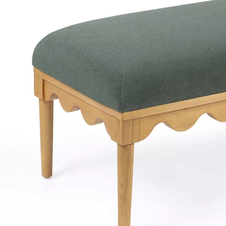 Oodle Green Performance Fabric Upholstered Bed Bench