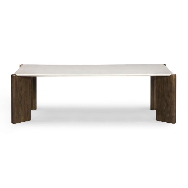 Restis Cream and Dark Brown Rectangular Quartz Top Occassional Table Set