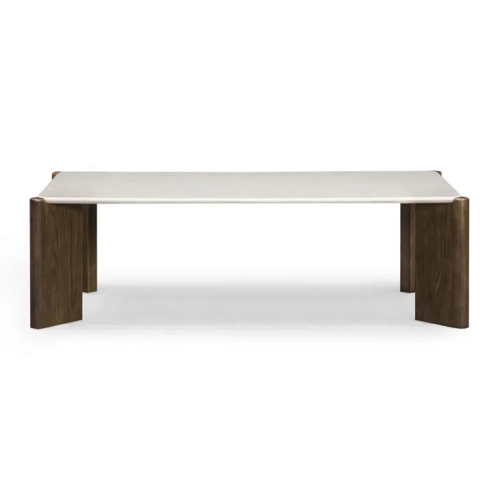 Restis Cream and Dark Brown Rectangular Quartz Top Occassional Table Set