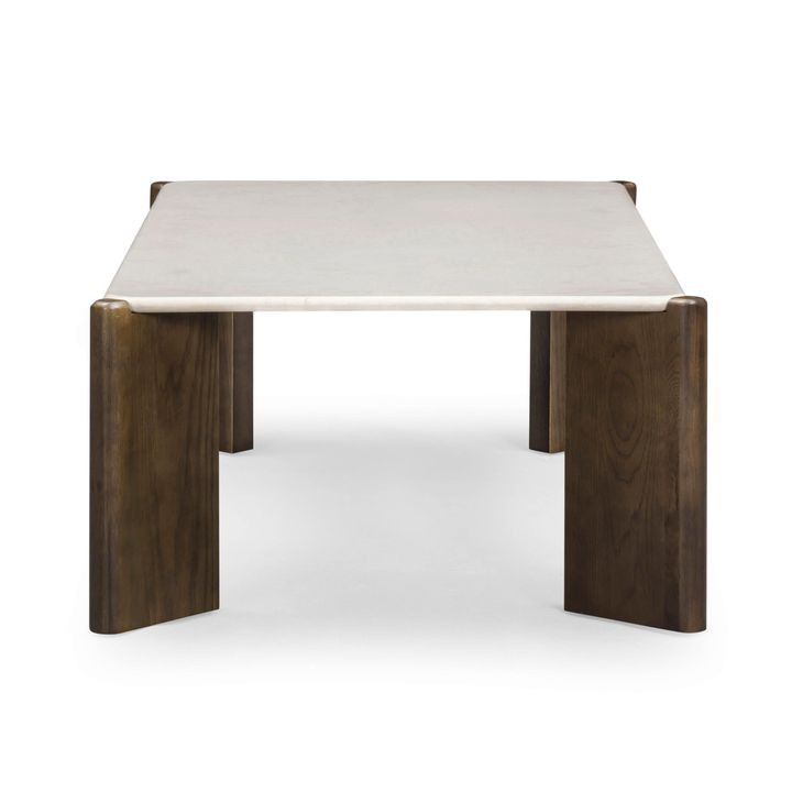 Restis Cream and Dark Brown Rectangular Quartz Top Occassional Table Set