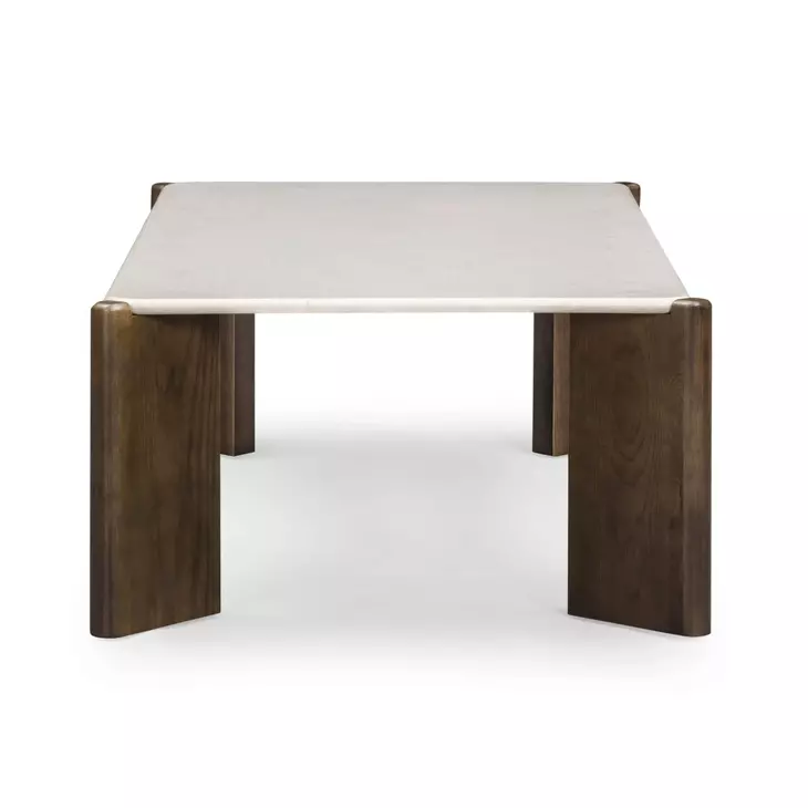 Restis Cream and Dark Brown Rectangular Quartz Top Occasional Table Set