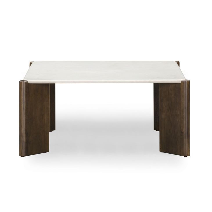 Restis Cream and Dark Brown Square Quartz Top Coffee Table