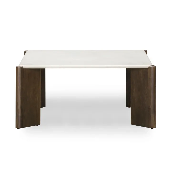 Restis Cream and Dark Brown Square Quartz Top Coffee Table