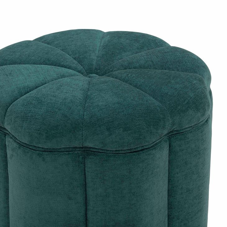 Fleur Peacock Performance Fabric Upholstered Round Storage Ottoman