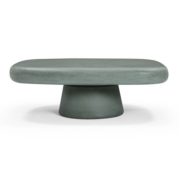 Darial Green Rectangular Outdoor Concrete Top Coffee Table