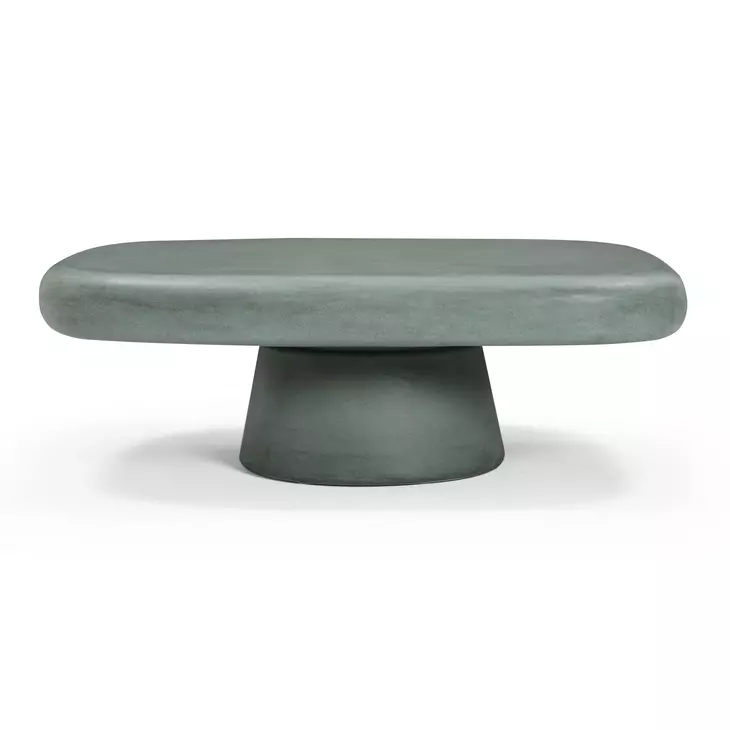 Darial Green Rectangular Outdoor Concrete Top Coffee Table