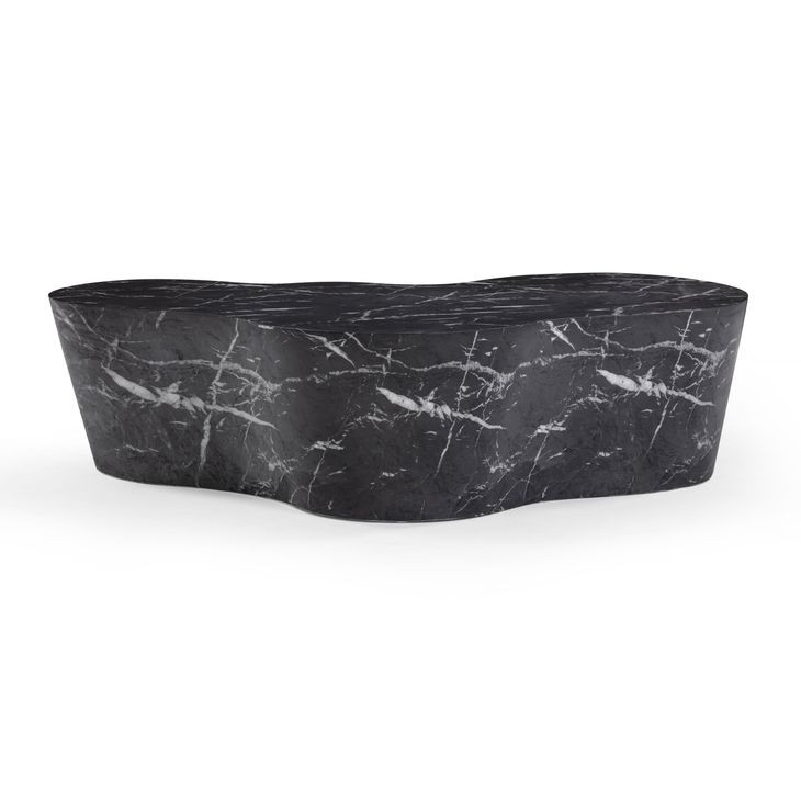 Slab Black Marble Free Form Outdoor Concrete Top Coffee Table