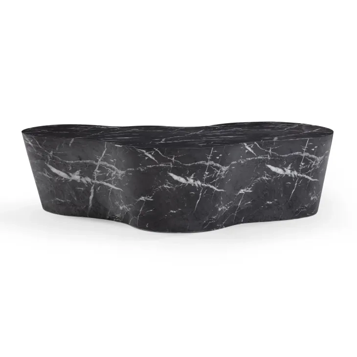 Slab Black Marble Free Form Outdoor Concrete Top Coffee Table