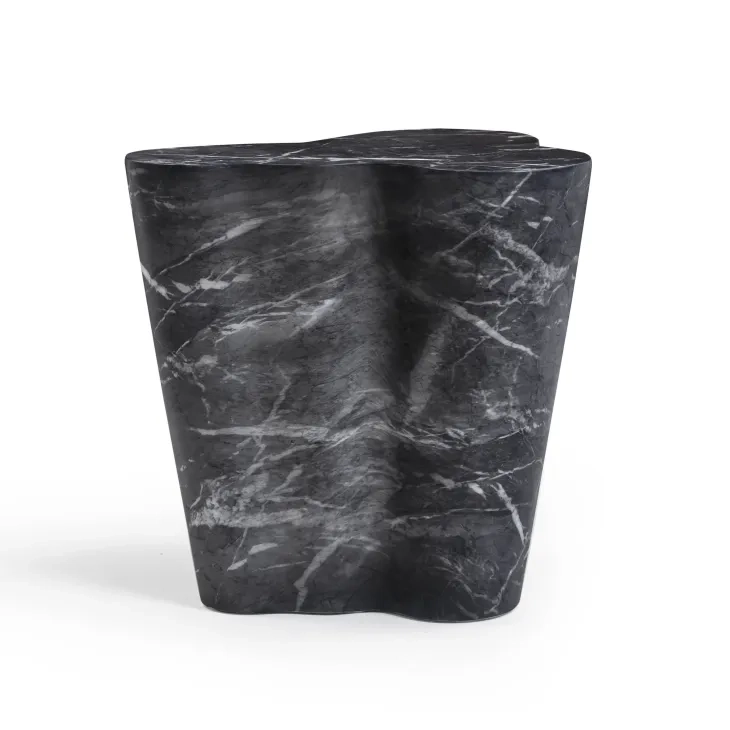 Slab Black Marble Free Form Outdoor Concrete Top Side Table