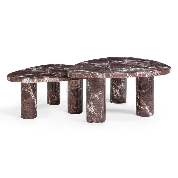 Libby Red Levanto Triangular Outdoor Concrete Top Nesting Coffee Table Set of 2