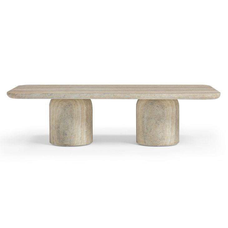 Tyche Travertine Rectangular Outdoor Concrete Top Coffee Table