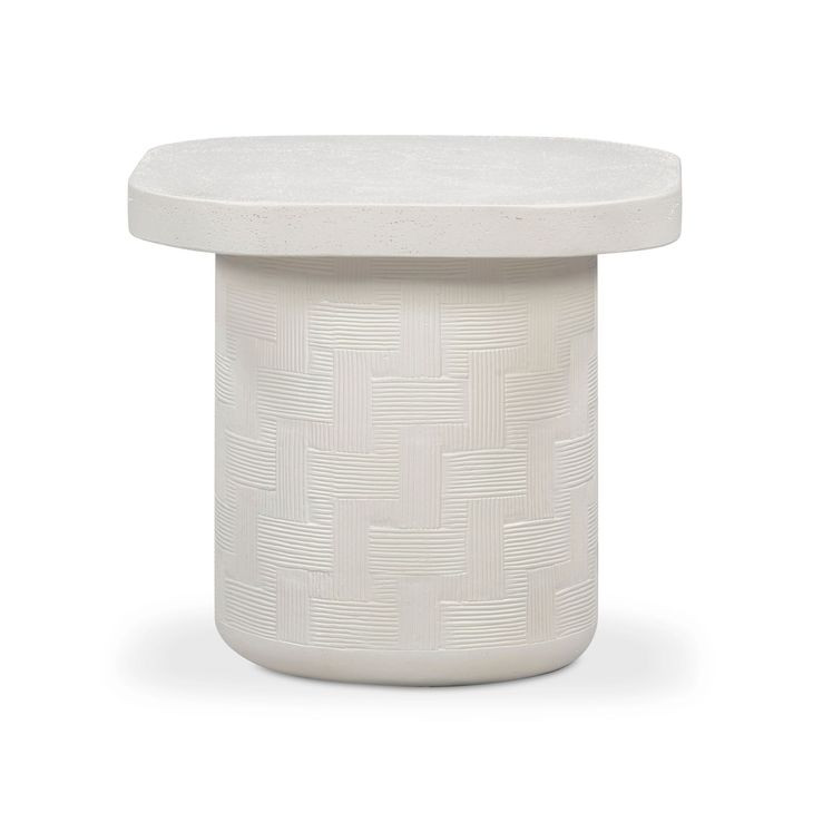 Suraya Ivory Square Outdoor Concrete Top Side Table