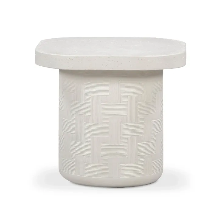 Suraya Ivory Square Outdoor Concrete Top Side Table