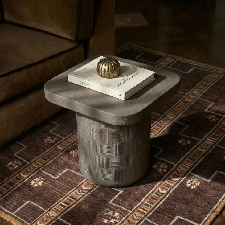 Suraya Dark Umber Square Outdoor Concrete Top Side Table