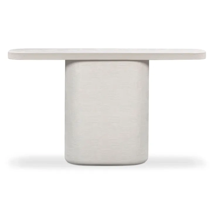 Suraya Ivory Oval Concrete Top Console Table