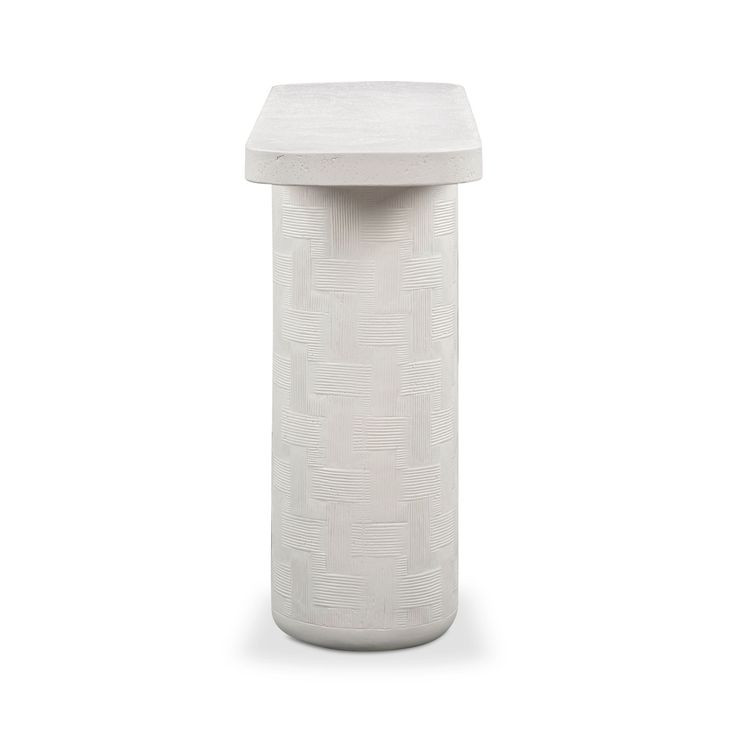 Suraya Ivory Oval Outdoor Concrete Top Occassional Table Set