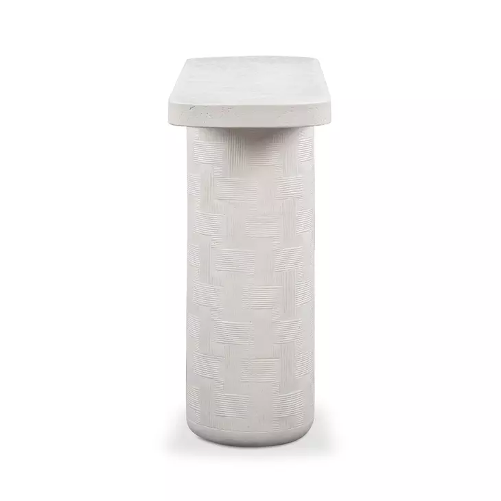 Suraya Ivory Oval Outdoor Concrete Top Occasional Table Set