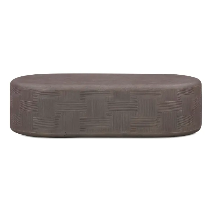 Suraya Dark Umber Oval Outdoor Concrete Top Coffee Table
