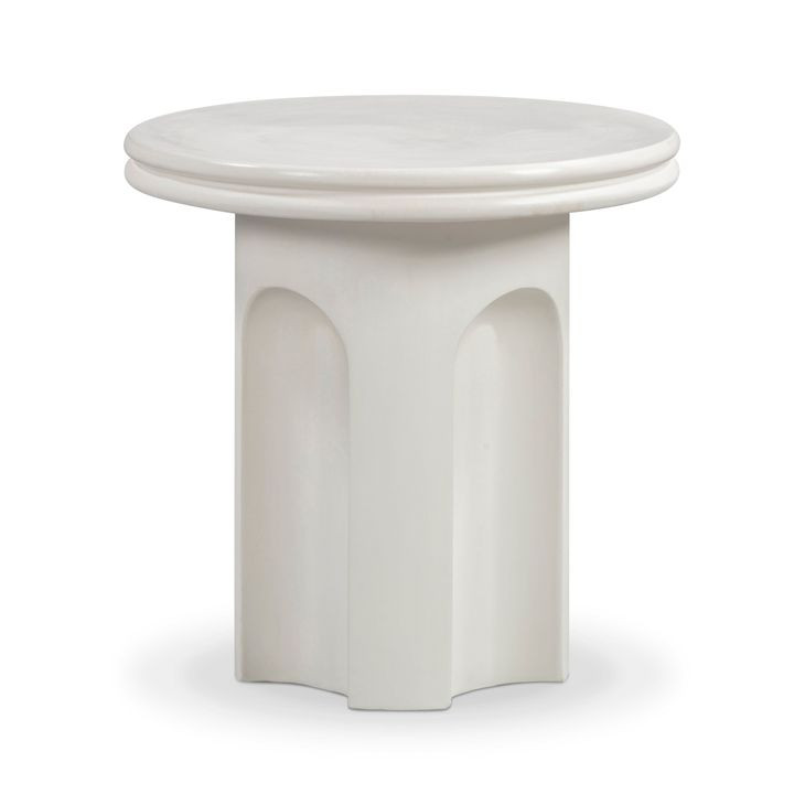 Suraya Ivory Round Outdoor Concrete Top Side Table