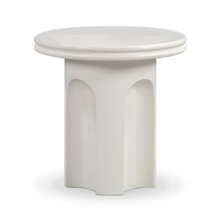 Suraya Ivory Round Outdoor Concrete Top Side Table
