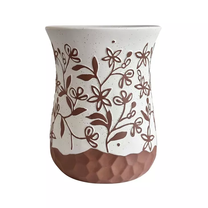 Ceramic White and Terracotta Round Outdoor Side Table