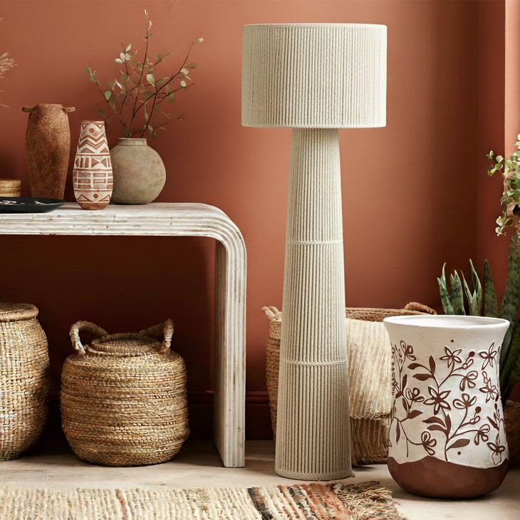 Ceramic White and Terracotta Round Outdoor Side Table