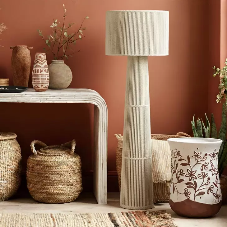 Ceramic White and Terracotta Round Outdoor Side Table