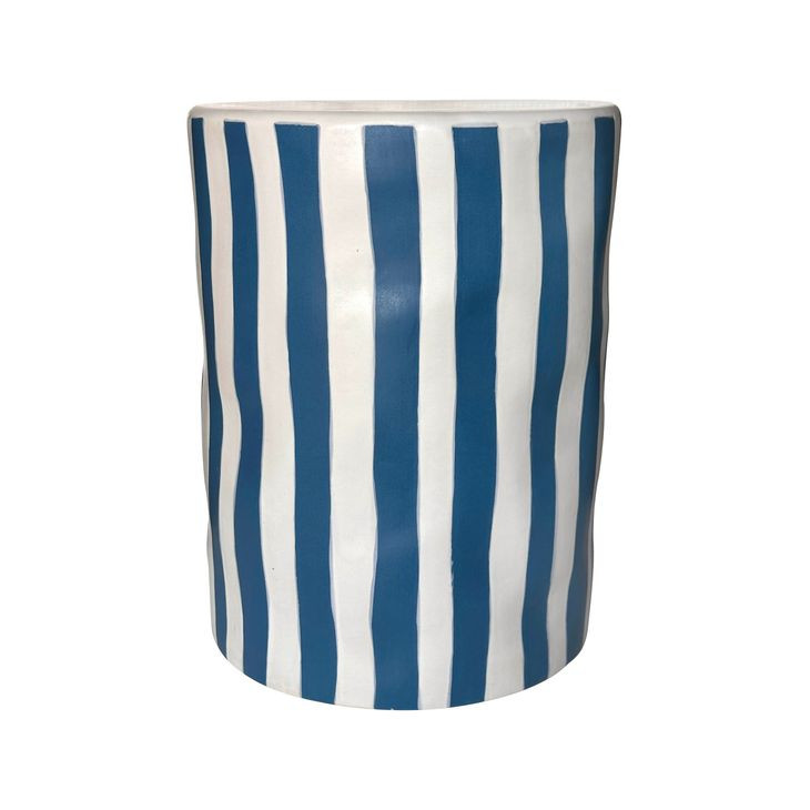 Tempest Blue and White Round Outdoor Side Table
