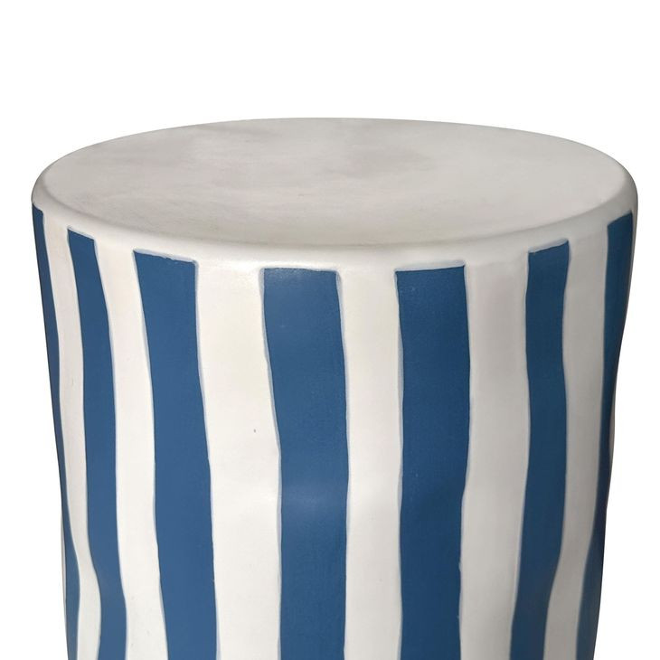 Tempest Blue and White Round Outdoor Side Table