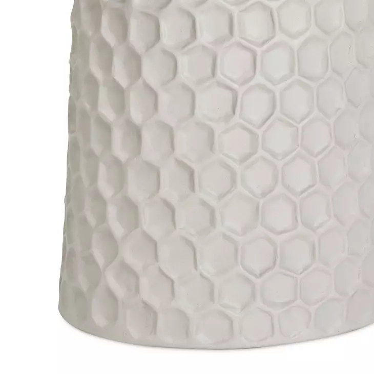 Hessa Antique White Round Outdoor Concrete Top Side Table