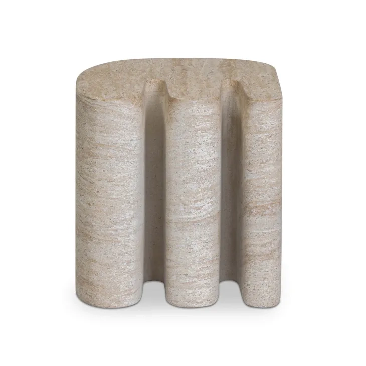 Thyme Travertine Round Outdoor Concrete Top Side Table
