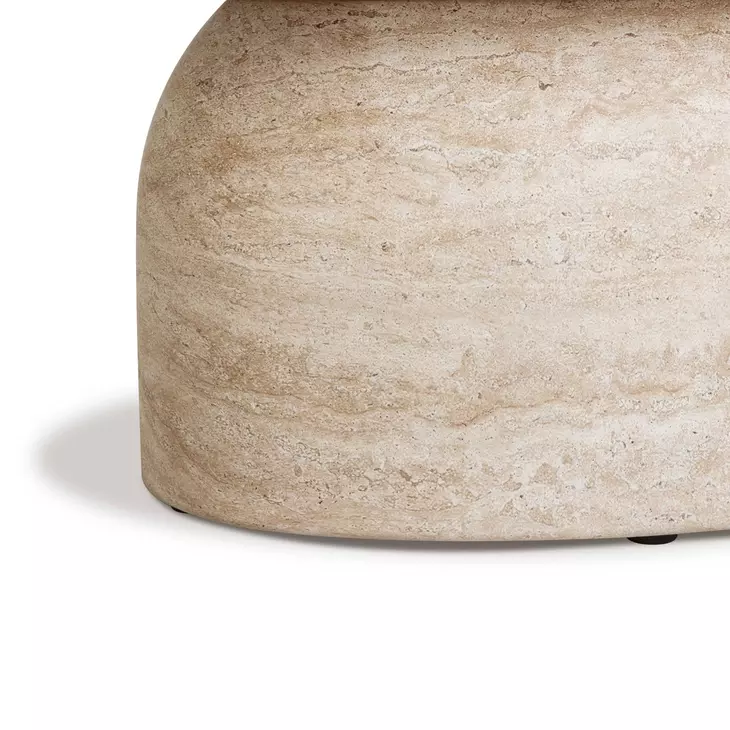 Sonia Travertine Oval Outdoor Concrete Top Coffee Table