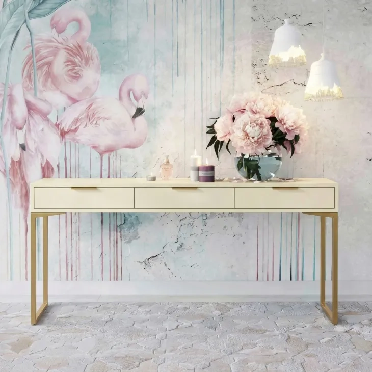 Pesce Cream Rectangular Console Table