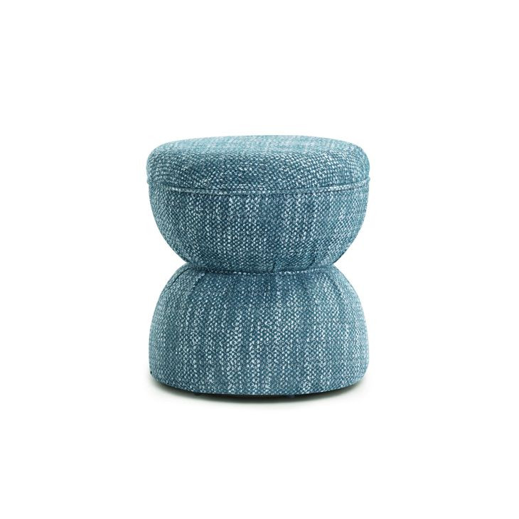 Tomlin Teal Performance Fabric Upholstered Round Ottoman