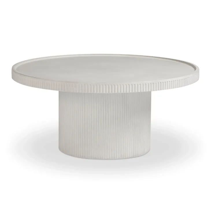 Darcy White Round Outdoor Concrete Top Coffee Table