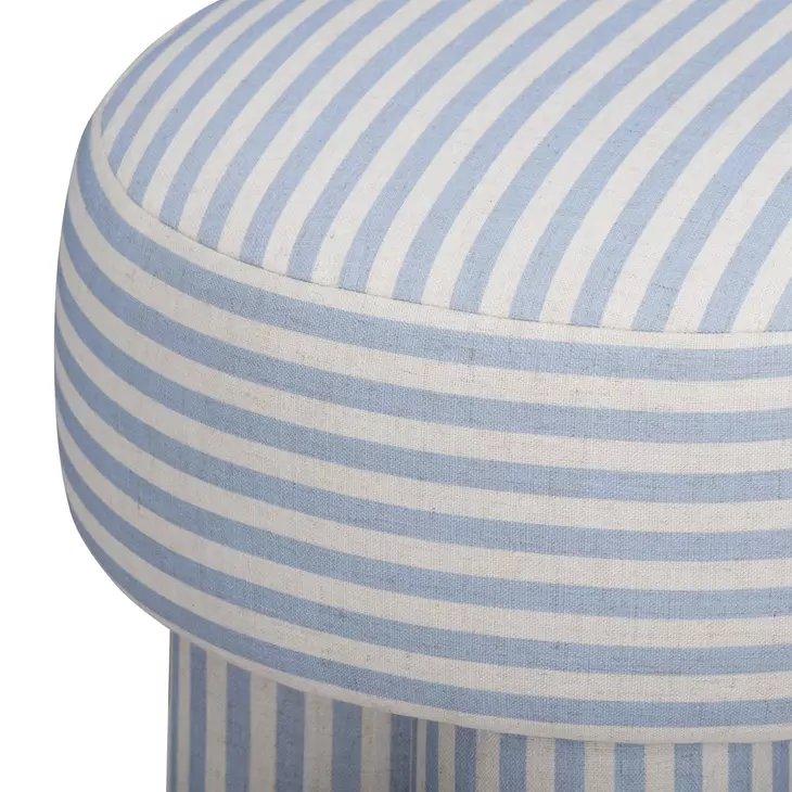 Masha Blue and White Performance Fabric Upholstered Accent Stool