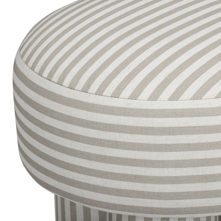 Masha Khaki and White Performance Fabric Upholstered Accent Stool
