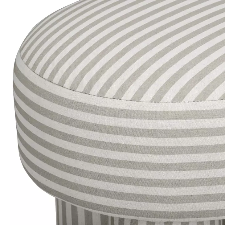 Masha Khaki and White Performance Fabric Upholstered Accent Stool